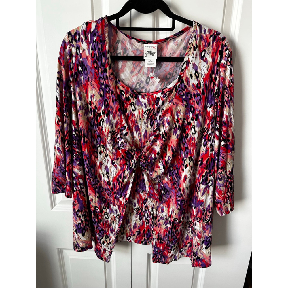 Just My Size Tunic 4X Red Purple Abstract Print